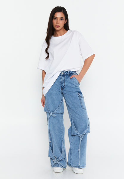 Deconstructed Cargo Denim Jeans