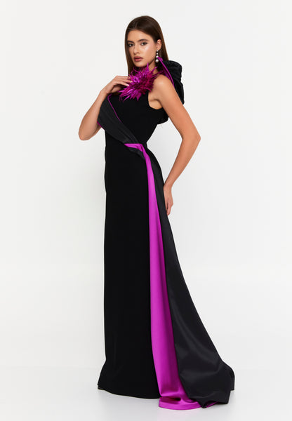 One-Shoulder Evening Gown with Floral Accent™