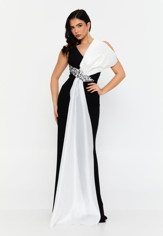 Elegant Black & White Evening Gown™