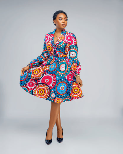 Ankara Print Wrap Dress™