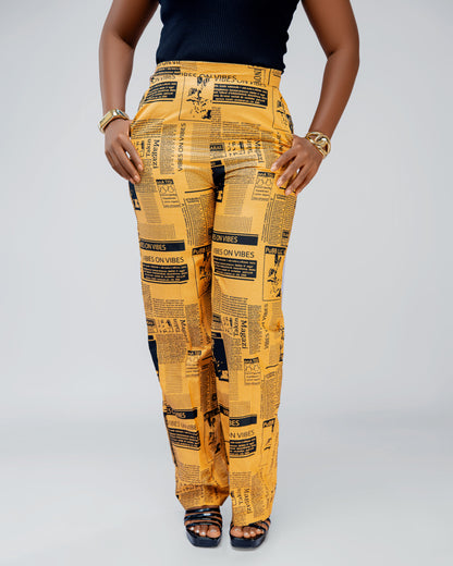 Newspaper Print Flared Pants™