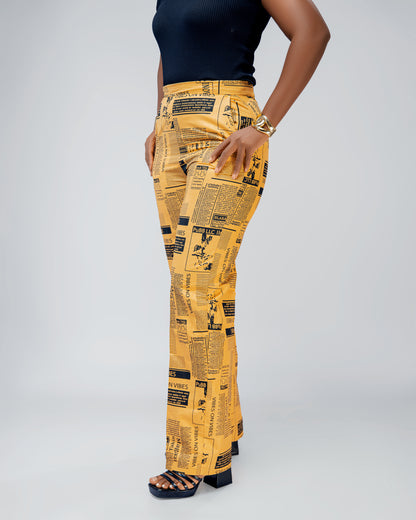 Newspaper Print Flared Pants™