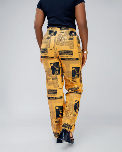 Newspaper Print Flared Pants™